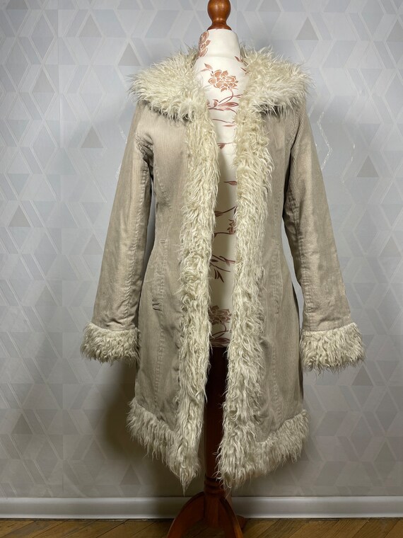 Corduroy penny lane coat with 70s style icon Wood… - image 5