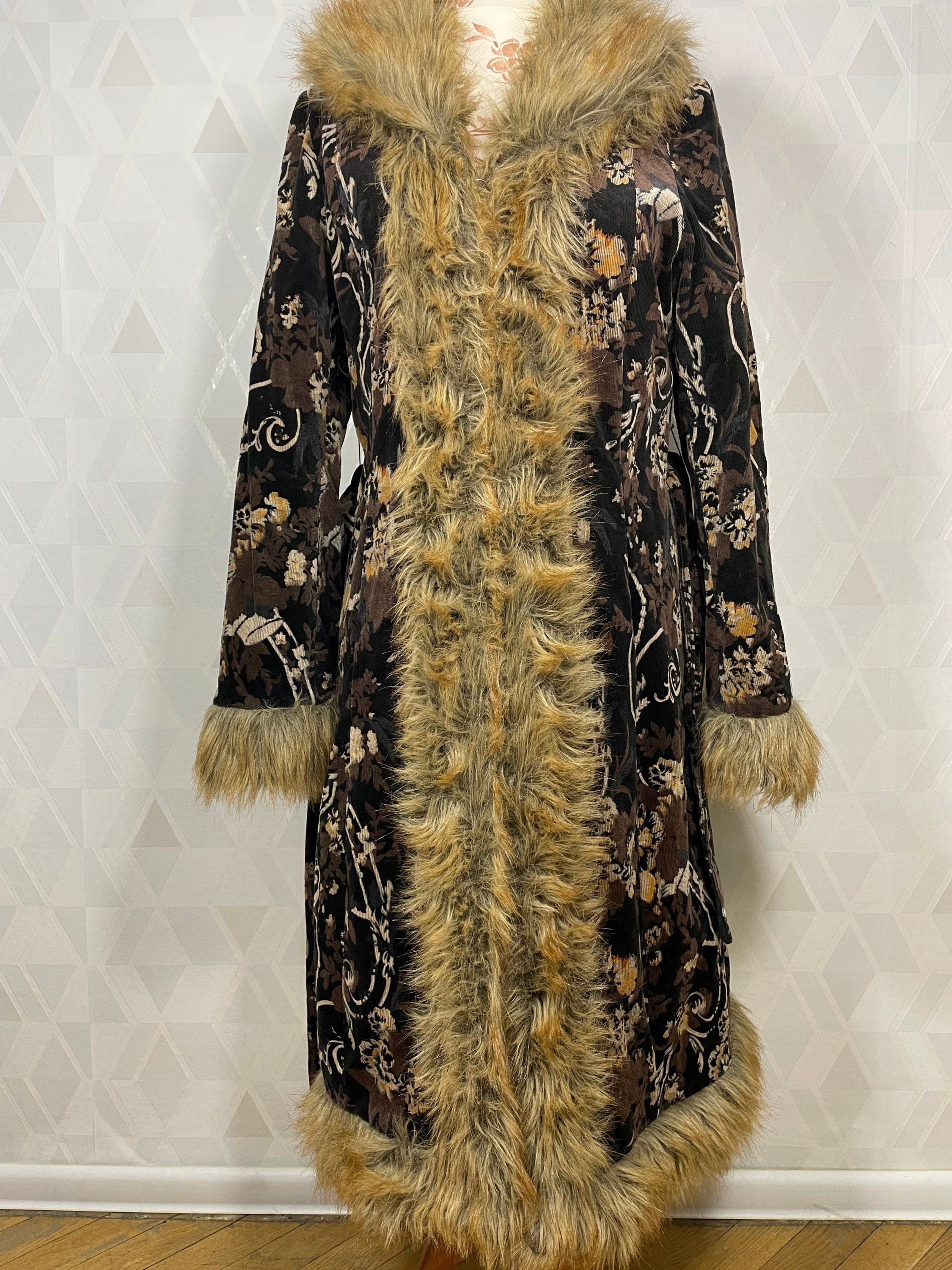 Penny Wool Coat with Mongolian Lamb Fur Trim: FurHatWorld.com