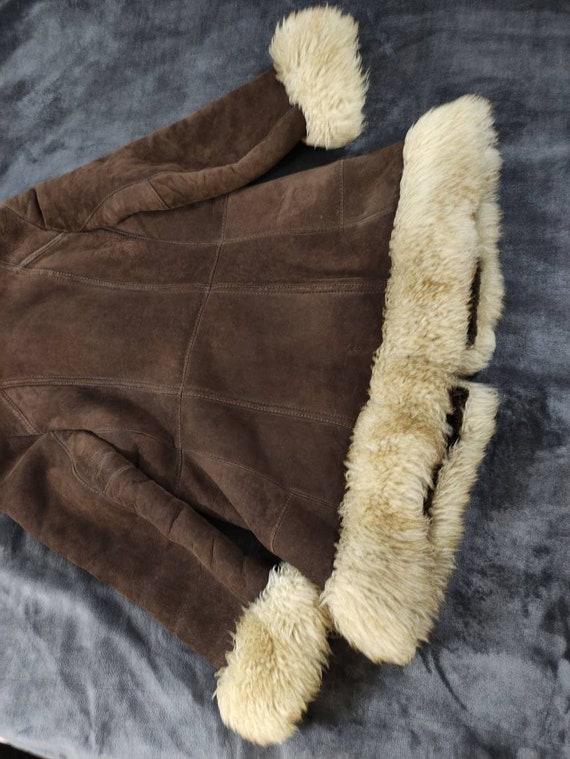 Vintage shearling woodstock sheepskin coat with h… - image 5