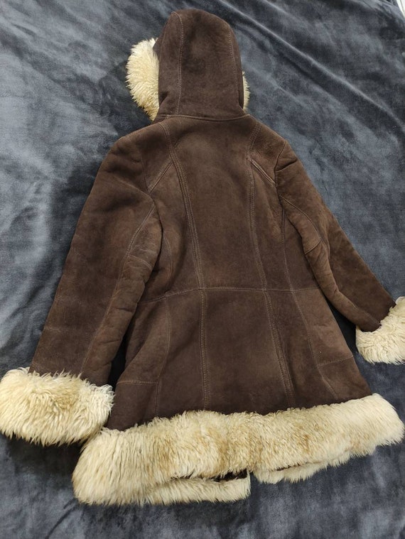 Vintage shearling woodstock sheepskin coat with h… - image 3