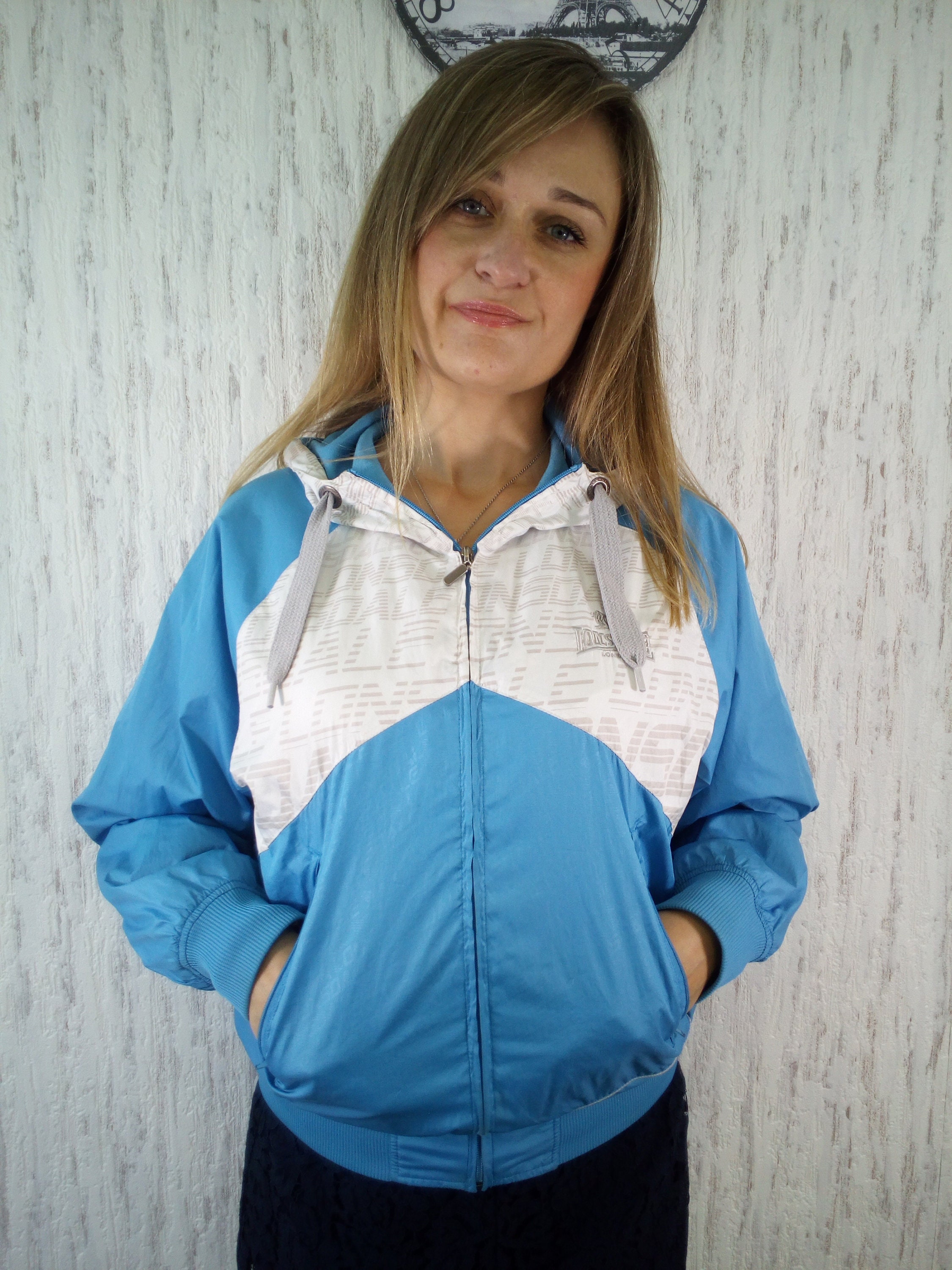 Vintage * Windbreaker Size Like M ( S ) Limited Edition Lonsdale Jacket With a Hood