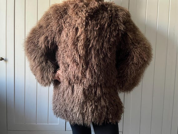Vintage 70s Mongolian Tibetan Lamb Fur Boho Coat Studio 54