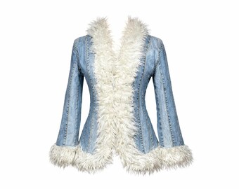 70年代風のシャギーフェイクファーヴィーガンコート。ヴィンテージで