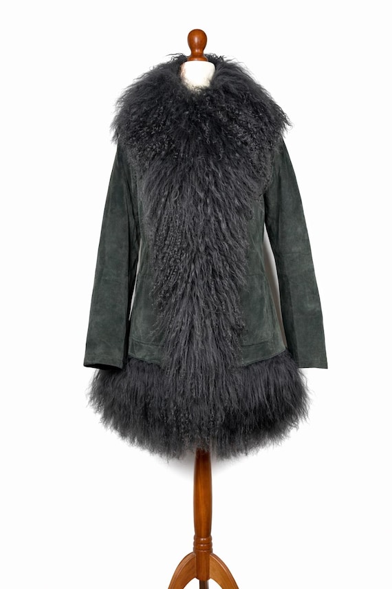 TOTALLY UNIQUE! and Beautiful! Penny Lane Suede Leather & Mongolian Lamb Fur Coat – Pure Magic!