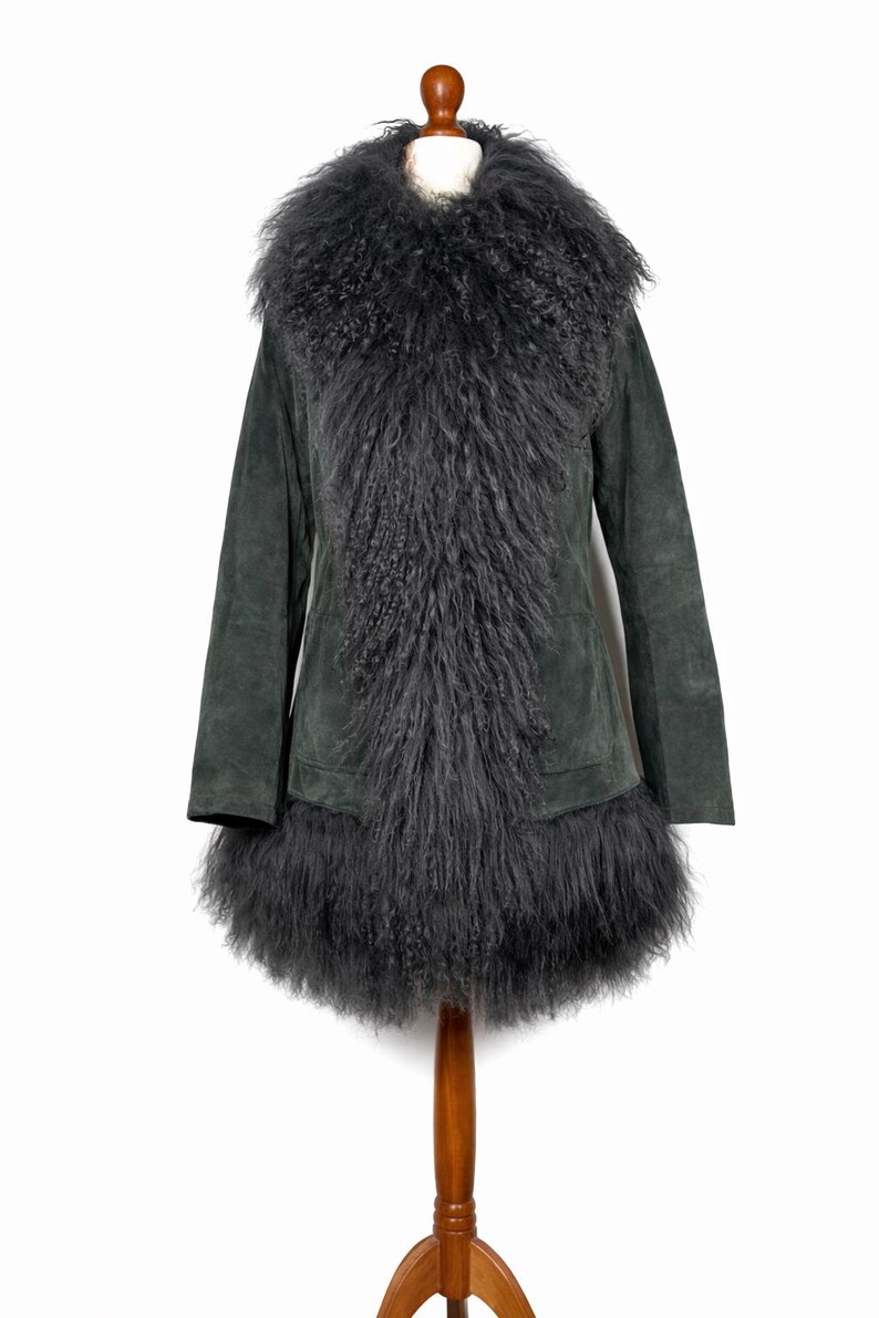 TOTALLY UNIQUE! and Beautiful! Penny Lane Suede Leather & Mongolian Lamb Fur Coat – Pure Magic! image 1