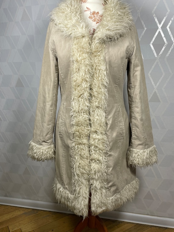 Corduroy penny lane coat with 70s style icon Wood… - image 2