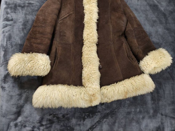 Vintage shearling woodstock sheepskin coat with h… - image 6