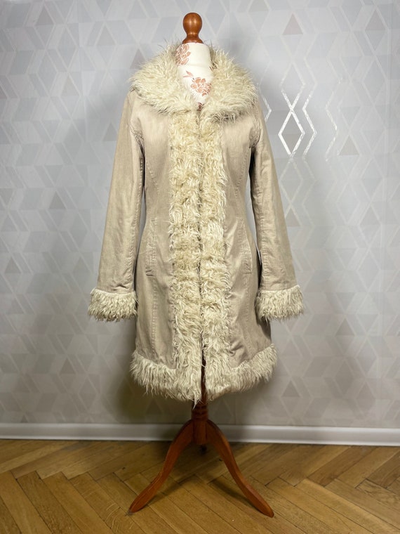 Corduroy penny lane coat with 70s style icon Wood… - image 8