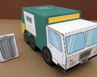 Garbage Truck Favor Box: DIY printable PDF with editable text