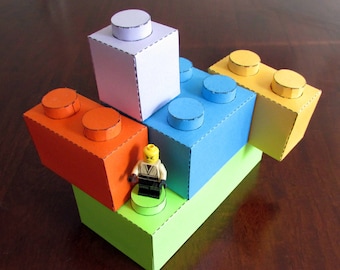 Large Paper Building Blocks - prints on colored paper for any color blocks you want