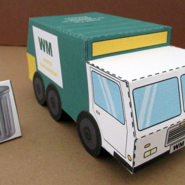 Garbage Truck Favor Box: DIY printable PDF with editable text