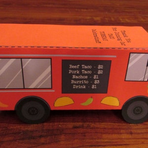 Food Truck Favor Box / Paper Toy / Decoration: DIY printable PDF with editable text image 8