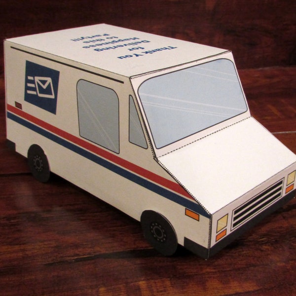 Mail Truck Favor Box: DIY printable PDF with editable text