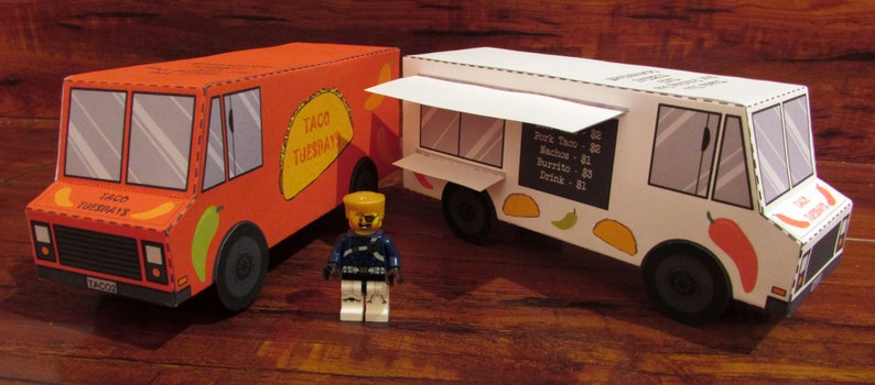 Food Truck Favor Box / Paper Toy / Decoration: DIY printable PDF with editable text image 10