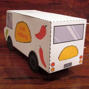 Food Truck Favor Box / Paper Toy / Decoration: DIY printable PDF with editable text image 4