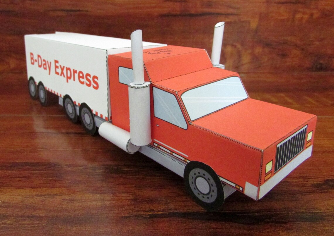 Big Rig (18 Wheeler) Truck Favor Box / Paper Toy / Decoration: DIY ...