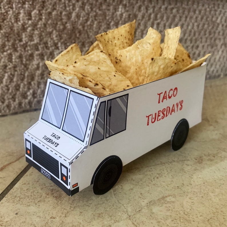 Food Truck Favor Box / Paper Toy / Decoration: DIY printable PDF with editable text image 9