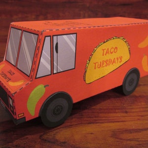 Food Truck Favor Box / Paper Toy / Decoration: DIY printable PDF with editable text image 6