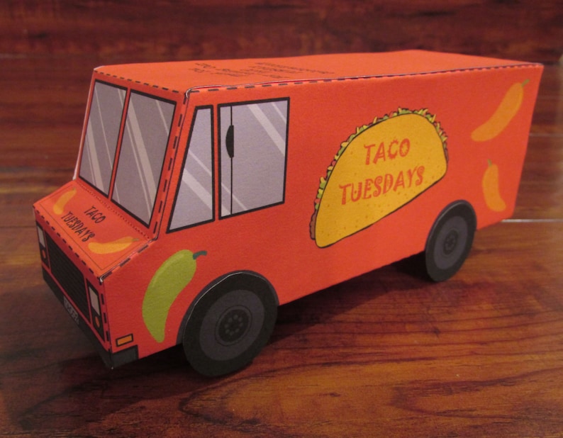 Food Truck Favor Box / Paper Toy / Decoration: DIY printable PDF with editable text image 6