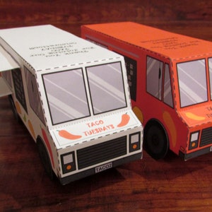 Food Truck Favor Box / Paper Toy / Decoration: DIY printable PDF with editable text image 5
