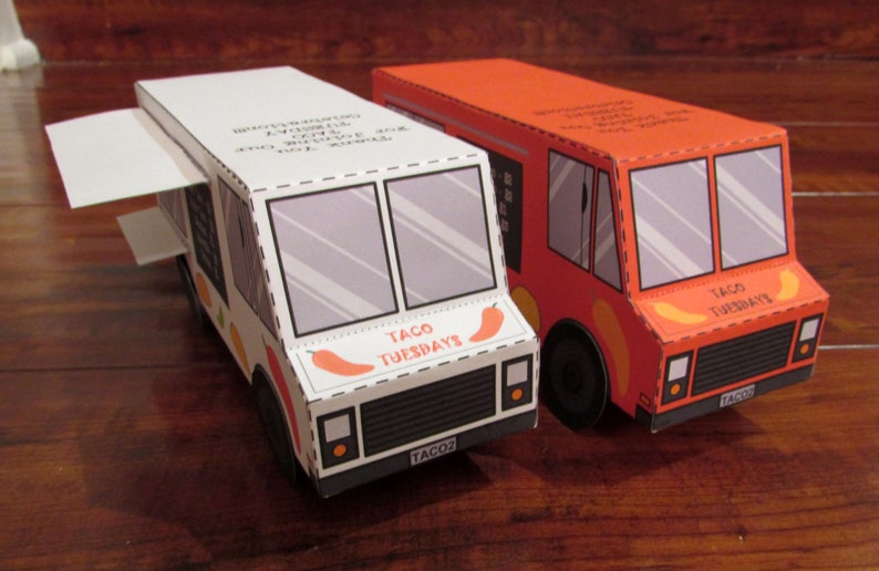 Food Truck Favor Box / Paper Toy / Decoration: DIY printable PDF with editable text image 5