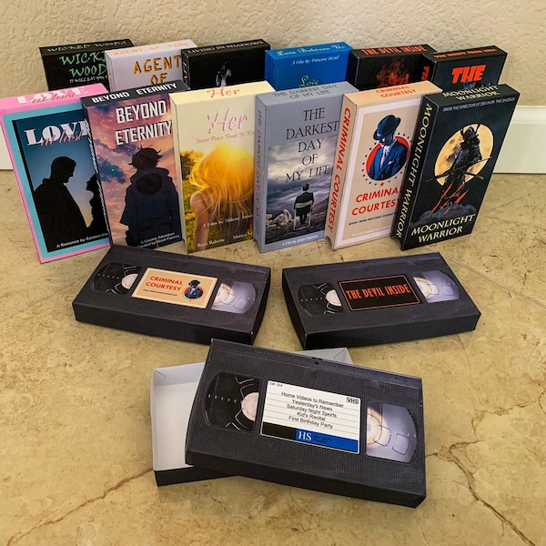 VHS Tape Box: DIY printable PDF with editable text (Gift Card Box)