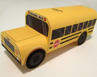 School Bus Favor Box: DIY printable PDF with editable text