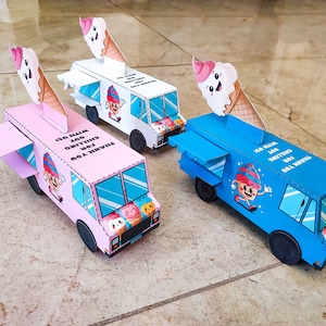 Camión de helados - Caja de regalos / Juguete de papel / Decoración: PDF imprimible con texto editable