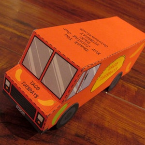 Food Truck Favor Box / Paper Toy / Decoration: DIY printable PDF with editable text image 7