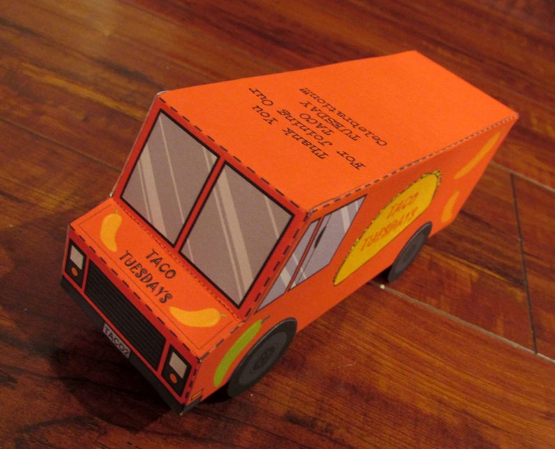 Food Truck Favor Box / Paper Toy / Decoration: DIY printable PDF with editable text image 7