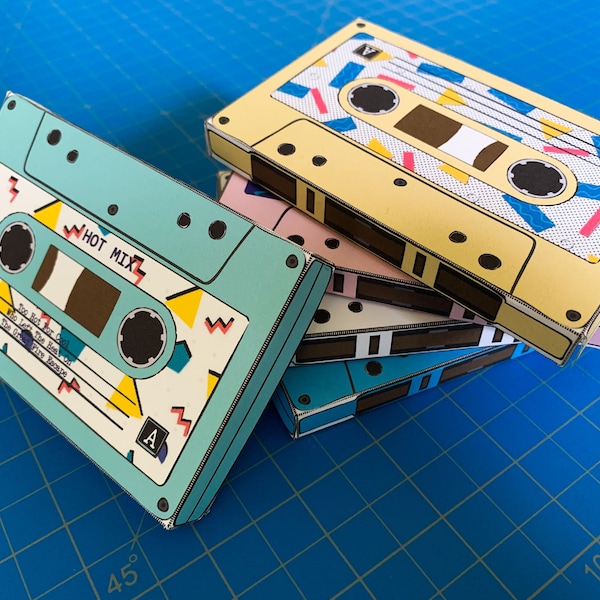 Cassette Tape Box: DIY printable PDF with editable text (Gift Card Box)