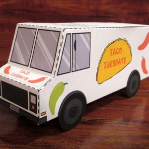 Food Truck Favor Box / Paper Toy / Decoration: DIY printable PDF with editable text image 3