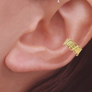 Gold Earcuff Earring - Woven Pattern - Cuffs on the Ear - 10kt Gold Earring Cuff - White or Yellow Gold - Non Pierced Earring- MADE IN USA