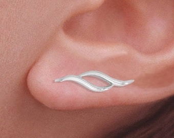 Silver Earclimbers- Ear Crawlers - Climber Earrings - Ear Pin Earrings - Sterling Silver