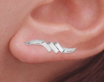 Ear Climber Earrings Silver or Gold Original Ear Pin EarClimbers Modern Style Earrings for Pierced or Non-Pierced Ears - Crawler Earrings