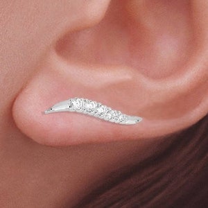 Bridal Sparkle Ear Pin - Sterling - Ear Climbers - Ear Sweep -Dainty Earrings - Gift for her - Gift for mom -Christmas Gift -Make a wish