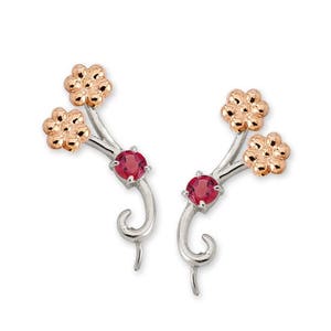 Ruby Roses örhängen - Sterling Silver - Öronklättrare - Öronsvep - Fina örhängen - Present till henne - Present till mamma - Julklapp - Önska dig något