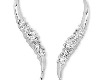 Royalty Ear Pin - Sterling - Ear Climbers - Ear Sweep - Dainty Earrings - Gift for her - Gift for mom - Christmas Gift - Make a wish