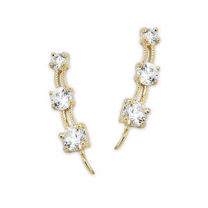 Minimal Diamond Ear Pin - 14k Gold - Ear Climbers - Ear Sweep - Dainty Earrings - Gift for her - Gift for mom - Christmas Gift - Make a wish