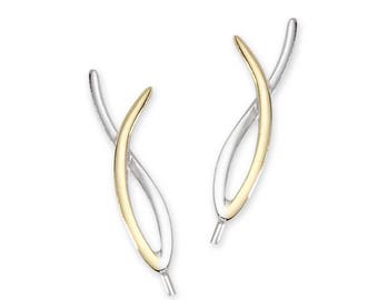 Wishbone Ear Pin - Gold/Silver - Ear Climbers - Ear Sweep - Dainty Earrings - Gift for her - Gift for mom - Christmas Gift - Make a wish
