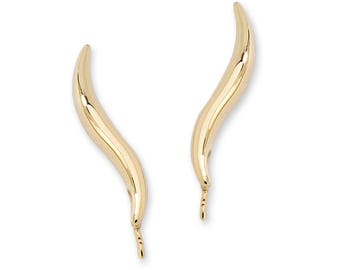 Gold Earclimber Earrings- Classic Shiny EarPin Earrings- Ear Climbers - Earcrawlers - 18k Gold Over Sterling Silver - Up the Ear Earrings