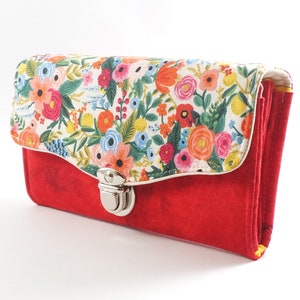 Women's wallet, gift for her, Vegan purse, Red Womens wallet, Necessary Clutch Wallet, Cute Wallet, wallet for women, Floral wallet