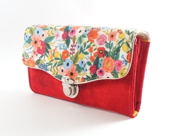 Women's wallet, gift for her, Vegan purse, Red Womens wallet, Necessary Clutch Wallet, Cute Wallet, wallet for women, Floral wallet