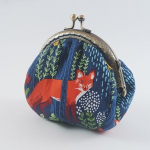 Fox Coin purse, Boho pouch, Clasp purse, Fabric purse, Metal Frame Purse, Best Gifts for Her, fox coin pouch