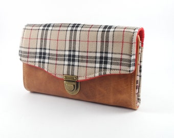 Checkered women's wallet  Plaid Wallet for woman Necessary Clutch Wallet gift for her Handmade fabric purse