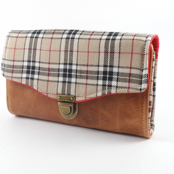 Checkered women's wallet  Plaid Wallet for woman Necessary Clutch Wallet gift for her Handmade fabric purse