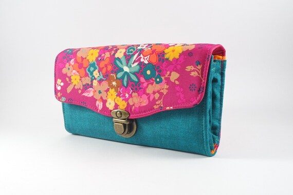 Cartera de mujer hecha a mano de tela con diseño floral rosa | Etsy España