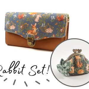 Rabbit womens wallet and coin purse gift set, Handmade Eco Friendly Sustainable gift, Birthday Gift, Accessories Gift Basket, Thank you Gift