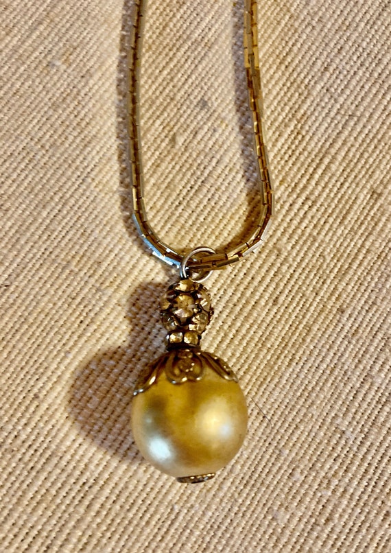 Pearl & Rhinestone Necklace - image 1