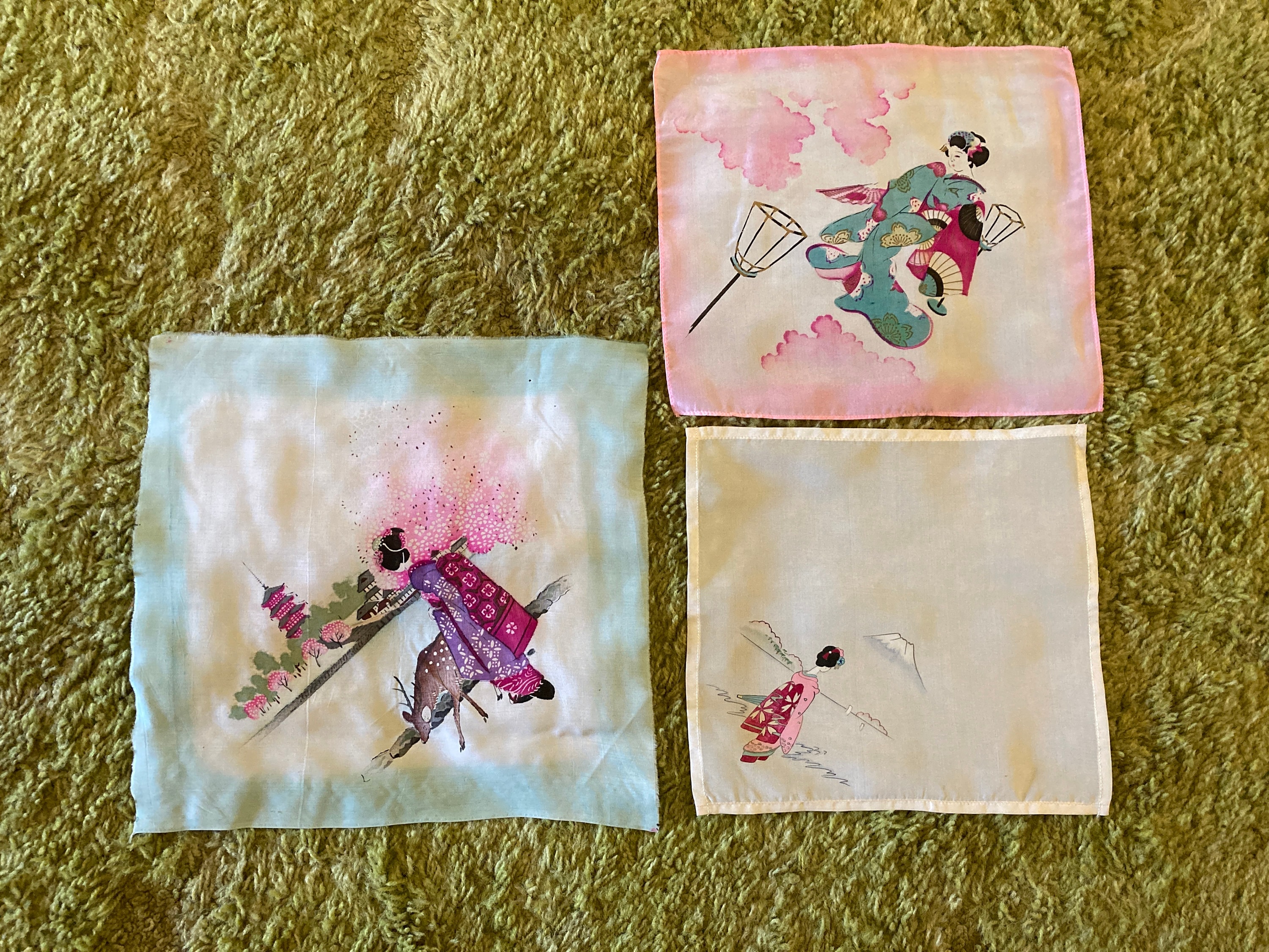 Three Japanese Hand Painted Squares - Etsy